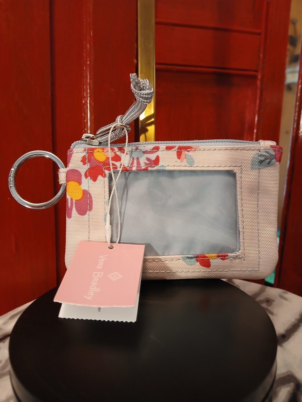 Vera Bradley Pink Floral ID Wallet with Keyring